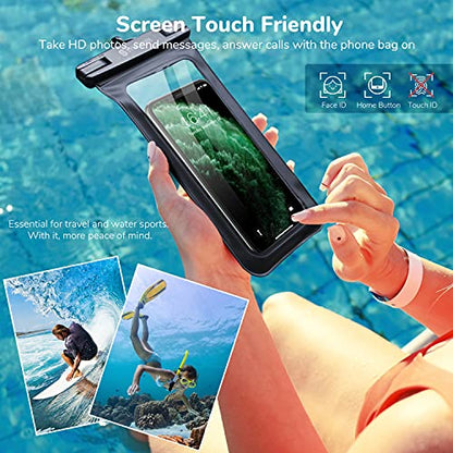 SYNCWIRE Waterproof Phone Pouch IPX8 Beach Cruise Travel Essentials 2 Pack | Cell Phone Dry Bag, Waterproof Phone Case for iPhone Samsung, Touch Screen, Adjustable Lanyard, UP to 7 Inches - color: Black+Green