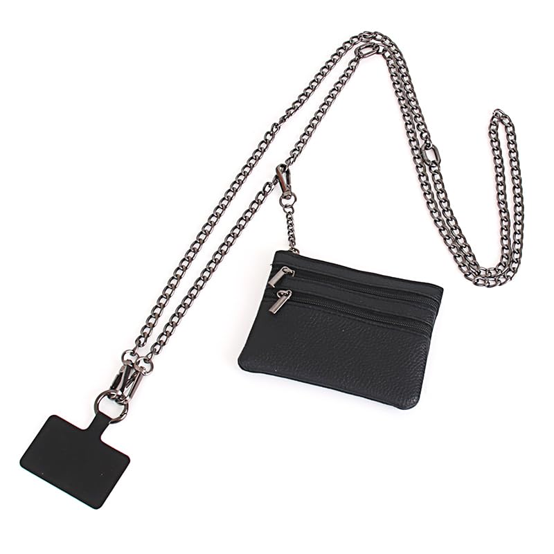 Clip and Go Strap for Phone with Wallet Crossbody - color: Black Chain