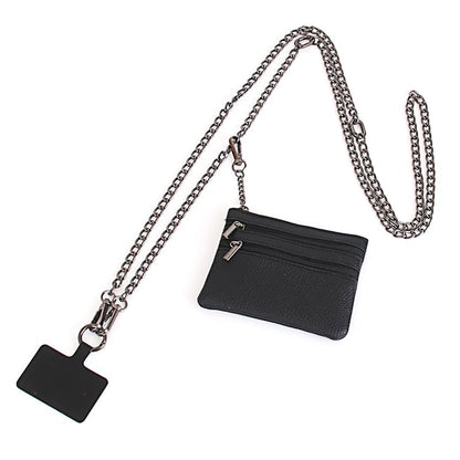 Clip and Go Strap for Phone with Wallet Crossbody - color: Black Chain