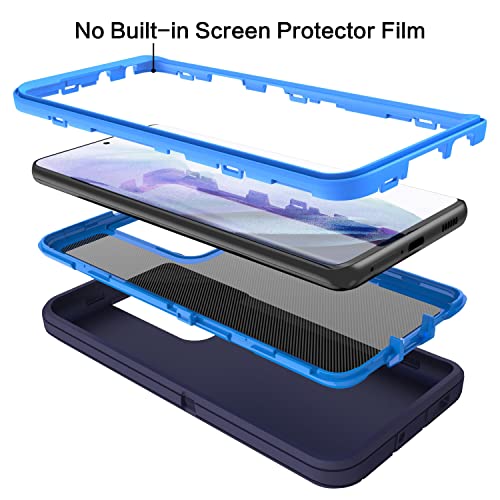 MXX Case Compatible with Galaxy S21 Ultra Case, 3-Layer Super Full Heavy Duty Body Bumper Cover/Shock Protection/Dust Proof, Designed for Samsung Galaxy S21 Ultra 5G 6.8 Inch 2021 (Blue) - color: Blue