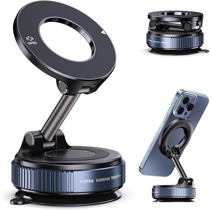 2026 Upgraded Magnetic Car Phone Mount — 70-Pound Ultra-Strong Vacuum Suction Cup, 360° Rotation, Suitable for Cars/Gyms/Mirrors/Smooth Surfaces, Compatible with iPhone, Android, and All Smartphones