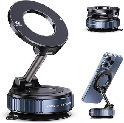 2026 Upgraded Magnetic Car Phone Mount — 70-Pound Ultra-Strong Vacuum Suction Cup, 360° Rotation, Suitable for Cars/Gyms/Mirrors/Smooth Surfaces, Compatible with iPhone, Android, and All Smartphones