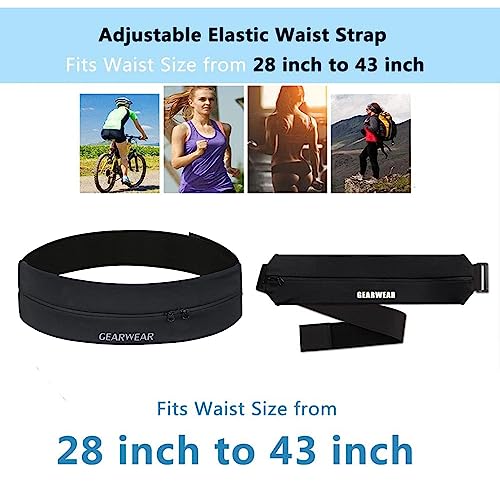Running Belt | Runner Fanny Pack for Women and Men | Adjustble Waist Band Pack for Storage Phone - color: Black / Waist 30"-45"