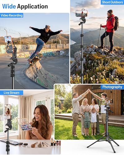 OMOTON TP02-Pro-PK 65" Magnetic Phone Tripod Kit with Fill Light & 2 Remote - color: 8-2-Black PK