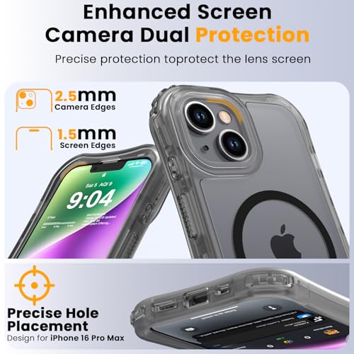 WRJ Magnetic Matte for iPhone 13 Case,iPhone 14 Case,[Compatible with MagSafe][Military Grade Drop Protection] Translucent Anti-Fingerprint Full Body Shockproof Phone Case-Black - color: Black, style: Matte