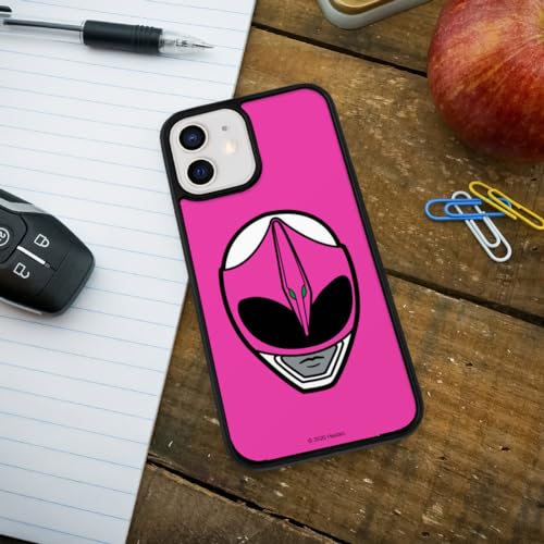 Power Rangers Pink Ranger Helmet Protective Slim Fit Hybrid Rubber Bumper - color: iPhone 12 | 12 Pro (Fits 6.1 Inch Display)