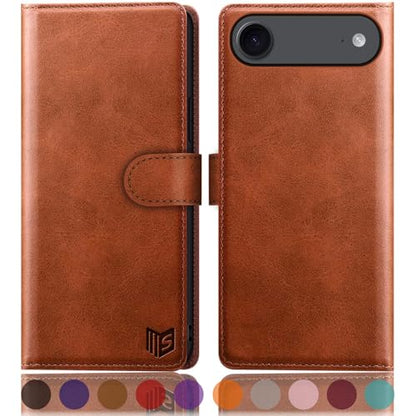 SUANPOT Compatible with iPhone Air 6.5" Wallet case with RFID Blocking Credit Card Holder,Flip Book PU Leather Protective Cover Women Men for Apple iPhone 17 Air Phone case Light Brown - color: Light Brown, size: iPhone Air 6.5"