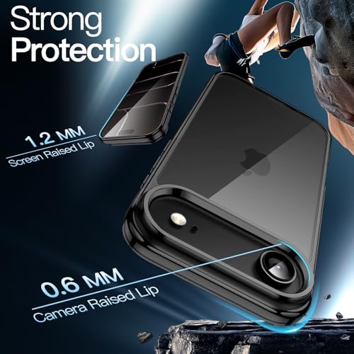 JETech Case for iPhone Air, Anti-Yellowing, Black | Shockproof Protection, Scratch Resistant Hard PC Back, Durable Transparent TPU Bumper - color: Black, size: iPhone Air