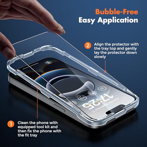 UNBREAKcable for iPhone 16e Screen Protector, 3-Pack Shatterproof Tempered Glass [Easy Installation Frame] [99.99% HD Clear] [9H Hardness] [Case Friendly] [Bubble Free] for Apple iPhone 16e 6.1 inch - size: iPhone 16e
