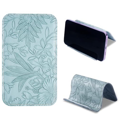 Airplane Travel Essentials for Flying Flex Flap Cell Phone Holder & Flexible Tablet Stand for Desk, Bed, Treadmill, Home & in-Flight Airplane Travel Accessories(1-Carved Blue) - color: 1-Carved Blue
