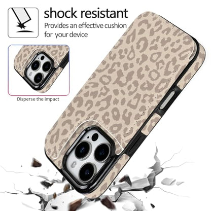 Compatible with iPhone 16 Pro Wallet Case with Card Holder, Back Flip Folio PU Leather Kickstand Card Slots Case for Women Girls, Double Magnetic Clasp Cover 6.3 Inch (Beige Leopard) - color: Beige Leopard, size: iPhone 16 Pro 6.3 inch