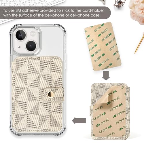 M-Plateau Phone Wallet Stick on for Cases, Sticky Wallet for Back of Phone - color: off White