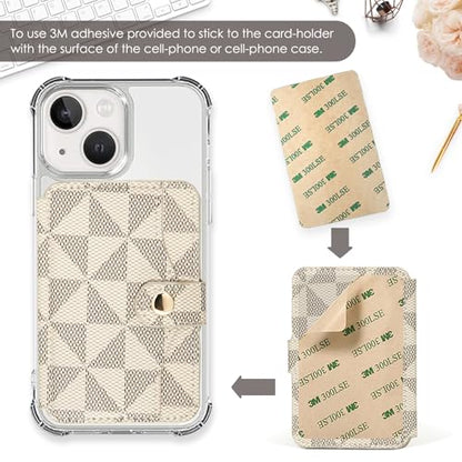 M-Plateau Phone Wallet Stick on for Cases, Sticky Wallet for Back of Phone - color: off White