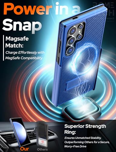 Designed for Samsung Galaxy S24 Ultra Case with Belt Clip Holster | Rugged Cover with Strong Magnet & Kickstand Heavy Duty Combo - Navy Blue - color: Navy Blue, style: Galaxy S24 Ultra