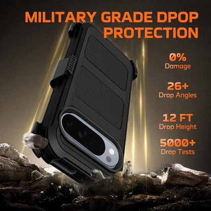 for Google Pixel 10 Pro XL Case with Belt Clip Holster,Military Grade Anti-Drop Shockproof Defender Phone Cases 2X Screen Protectors,2 Layers Rugged Heavy Duty Protective Bumper Cover (Black) - color: Black