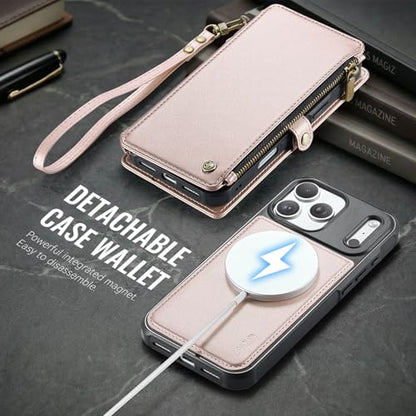 for iPhone 17 Pro - Phone Case Wallet Magnetic, Champagne Gold - color: Champagne Gold, size: iPhone 17 Pro