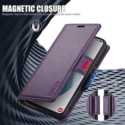 japezop Samsung Galaxy S21 5G Wallet Case with [RFID Blocking],Card Holder Kickstand Magnetic,Soft Leather Flip Case for Samsung Galaxy S21 5G 6.2 Inch (Fashion Purple) - color: Fashion Purple, size: S21 5G 6.2"