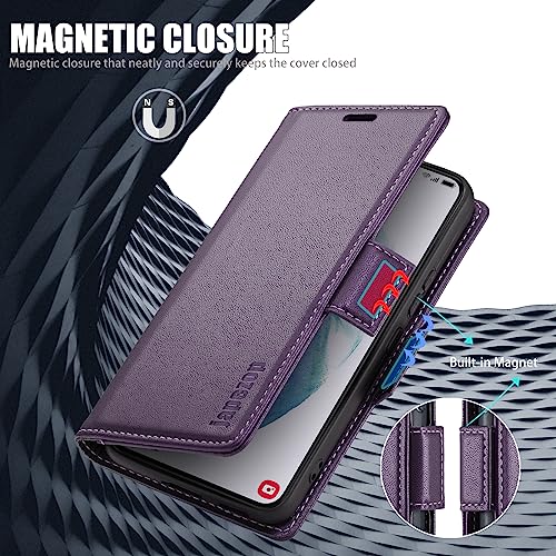 Samsung Galaxy S21 FE 5G Leather Flip Case Wallet with Card Holder, RFID Blocking Kickstand, Purple - color: Fashion Purple, size: S21 FE 6.4"