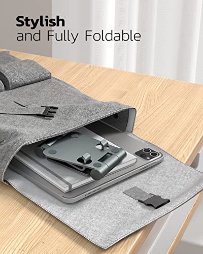 Nulaxy Full Aluminum Dual Folding Cell Phone Stand for Desk, Gray - color: D-Grey