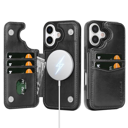 SkyEagle Compatible with MagSafe iPhone 17 Case Wallet,Black | Magnetic Clasp,RFID Blocking,PU Leather,Flip Folio Shockproof Phone Cover,with Credit Card Slots & Kickstand for Men & Women - color: Black, size: iPhone 17 - 6.3"