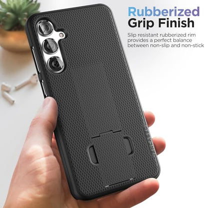 Encased DuraClip Designed for Samsung Galaxy S24 Belt Clip Case with Phone Holster and Kickstand (Black) - size: S24