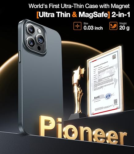 TORRAS Magnetic Slim-Fit for iPhone 15 Pro Max Case, Ultra-Thin 15 ProMax Phone Case Compatible with MagSafe, Lightweight Anti-Scratch Matte Hard iPhone 15 ProMax Case 6.7 inch OriginFit, Grey - color: Titanium Grey