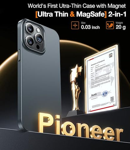 TORRAS Magnetic Slim-Fit for iPhone 15 Pro Max Case, Ultra-Thin 15 ProMax Phone Case Compatible with MagSafe, Lightweight Anti-Scratch Matte Hard iPhone 15 ProMax Case 6.7 inch OriginFit, Grey - color: Titanium Grey