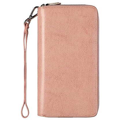 Small Compact Women Wallet RFID Blocking Genuine Leather Bifold Purse with ID Windows - color: 2-waxed Dark Pink, size: One Size