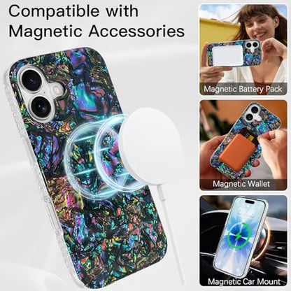 AIGOMARA Magnetic for iPhone 17 Case, Abalone Opalescent Shell - color: Abalone-Round, size: iPhone 17