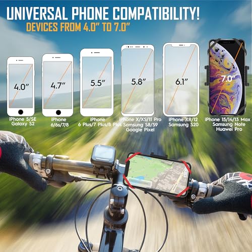 TruActive Premium Bike Phone Mount Holder for Kids and Teens | Universal Cell Phone Mount for 4"-7" Phones | Includes 6 Reusable Color Bands | Tool-Free Handlebar Mount Install for Boys & Girls Bikes - style: Bike Phone Mount 2