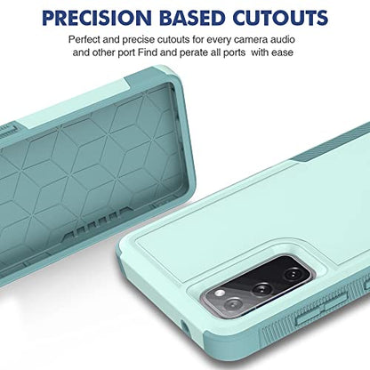 for Samsung Galaxy S20 FE 5G Case: Dual Layer Protective Heavy Duty Cell Phone Cover Shockproof Rugged with Screen Protector - Military Protection Bumper Tough - Samsung Galaxy S20 FE 5G, Mint Green - color: Mint Green (PC) + Mint Green (TPU)