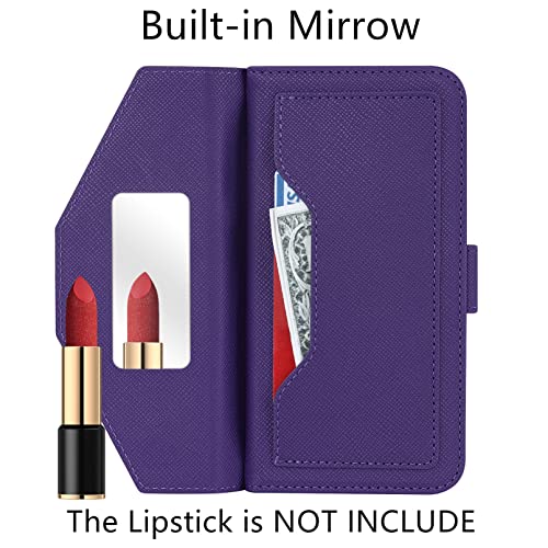 Crossbody Wallet for Google Pixel 7 Case with Strap,6.3",Purple | Long Shoulder Strap,Credit Card Holder, PU Leather, Handbag Purse, Kickstand, Make Up Mirror, Cover Case, for Women Girls - color: Purple