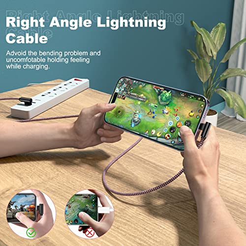 3 Pack iPhone Charger 6FT Right Angle Lightning Cable Fast Charging Cord - size: 6ft