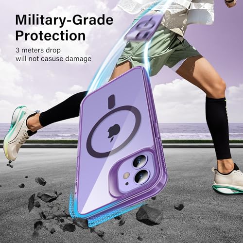 Supdeal Magnetic Clear Case for iPhone 12/12 Pro, [Compatible with MagSafe] [Non Slip Bumper & Not Yellowing] Military Grade Shockproof Transparent Silicone Phone Cover, 6.1", Purple - color: Purple, size: iPhone 12/12 Pro