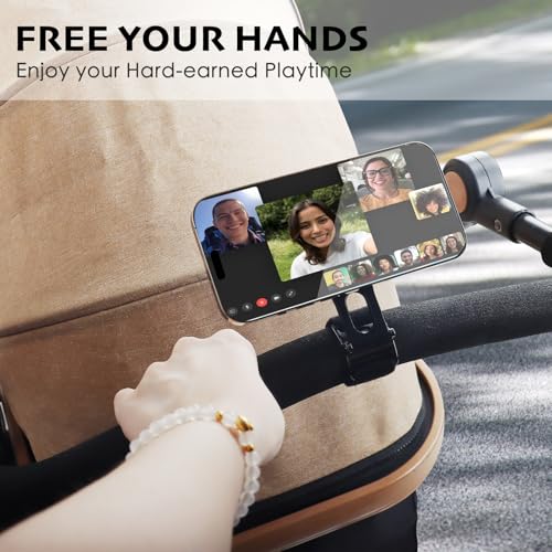 Magnetic Phone Holder for Stroller Bar, Gym Fitness Phone Mount for MagSafe, (Strong Magnet) - 180° Adjustable for Gym, Peloton Exercise Bikes, with Adjustable Strap (Magnetic Ring Included)