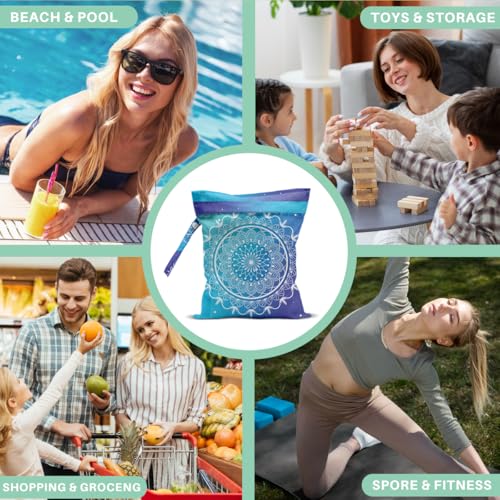 Mandala Large Wet Bag Travel Laundry Bags - Waterproof with Handle, Washable Dirty Clothes Bags for Travel, Wet & Dry, Gym Bag, Swimming Pool, College Dorm - color: Mandala2