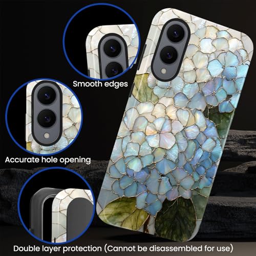 Compatible with Samsung Galaxy S25 Edge Case,Glossy Case All-Round Protection Shockproof Anti-Scratches TPU Cover,Cases for Man Woman-Hydrangeas Bush Stained Glass - color: Hydrangeas Bush Stained Glass, size: Galaxy S25 EDGE