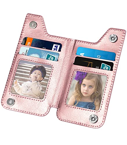 Stick on Wallet for Phone Case, Adhesive Card Holder for Back of Phone Cases Flip Leather Zipper Wallet Sleeve Pocket Compatible with iPhone, Samsung Galaxy Most Smartphones Rose Gold - color: Rose Gold