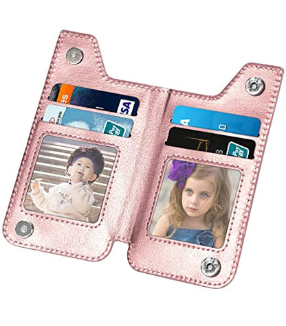 Stick on Wallet for Phone Case, Adhesive Card Holder for Back of Phone Cases Flip Leather Zipper Wallet Sleeve Pocket Compatible with iPhone, Samsung Galaxy Most Smartphones Rose Gold - color: Rose Gold