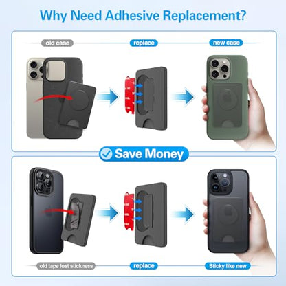 pop-tech Sticky Pads Replacement for Socket Wallet Base,6pcs High Bond Double Sided Mounting Tape for PopWallet Grip, Adhesive Sticker for Socket Card Holder iPhone, Phone Wallet & Wallet Socket