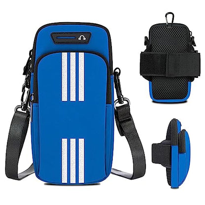 Phone Holder for Running Armband Small Crossbody Bags for Women Men Kids,iPhone 11 12 13 14 15 16 17 Pro Max Xs 16e XR X 8 Plus SE Mini Pouch,Samsung Galaxy Ultra Edge S26 S25 Note 20 Arm Bag - color: 03-Blue with Crossbody Strap&Hook