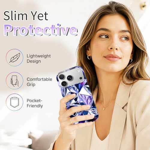 Case Compatible with iPhone 17 Pro Max, 2025 Anti-Yellow Ultra Transparent Soft TPU Phone Case, Shockproof Anti-Slip Slim Lightweight Full Coverage Protective (Gemstone) - color: Gemstone