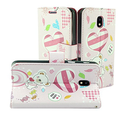 For Samsung Galaxy J7 (2018), J7 Refine, J7 Star, J7V 2nd Gen. SM-J737 - Image Flip Wallet Case + Tempered Glass Screen Protector - Bear - color: ZD06 Bear