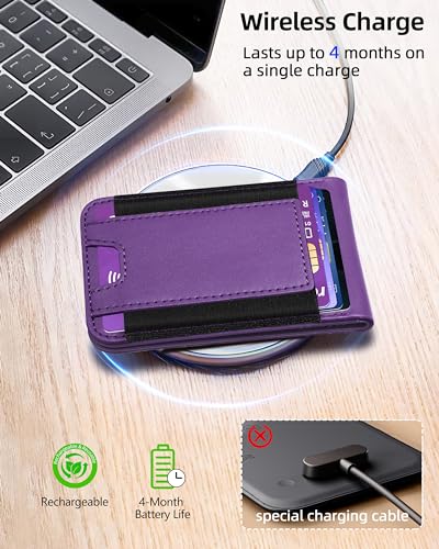 for Magsafe Wallet Works with Apple Find My, Leather Magnetic Phone Wallet - color: Purple
