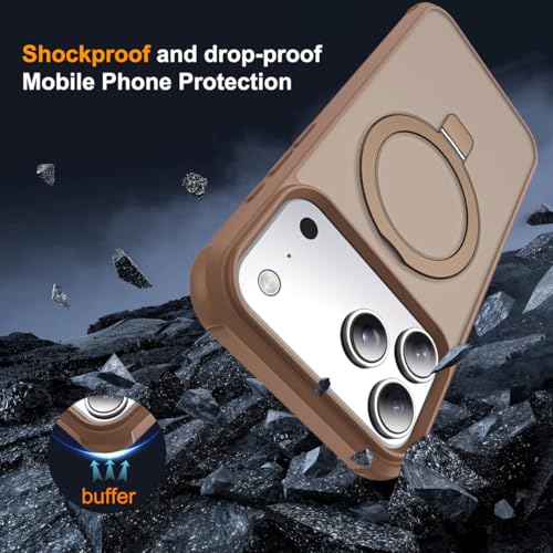 SKYLMW Compatible with iPhone 17 Pro Case with Stand,Desert Brown | iPhone 17 Pro Phone Case 6.3",Magnetic Ring Stand,Compatible with MagSafe,Military-Grade Protection,Great Grip Feeling - color: Desert Brown, size: Iphone 17 Pro