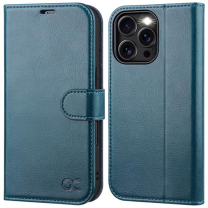 OCASE Compatible with iPhone 16 Pro Wallet Case, PU Leather Flip Folio Case with Card Holders RFID Blocking Kickstand [Shockproof TPU Inner Shell] Phone Cover 6.3 Inch 2024, Peacock Blue - color: Peacock Blue