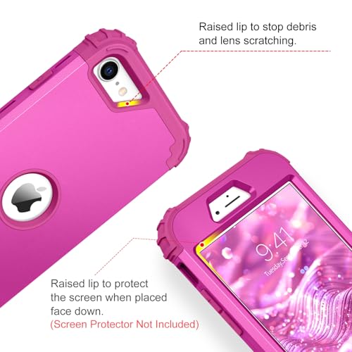 BENTOBEN for iPhone SE 2022 Case and iPhone SE 2020 Case, Heavy Duty 3 in 1 Full Body Rugged Shockproof Hybrid Hard PC Soft Rubber Case for iPhone SE 3rd/2nd Gen, New Hot Pink - color: New Hot Pink