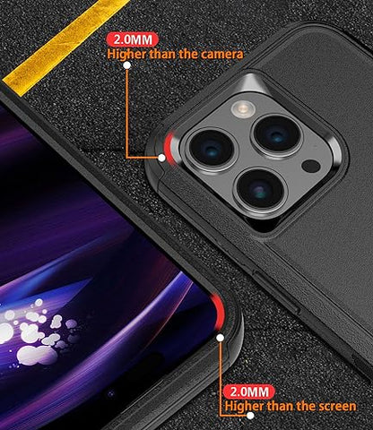 Diverbox for iPhone 15 Pro Case [Shockproof] [Dropproof] [Tempered Glass Screen Protector ],Heavy Duty Protection Phone Case Cover for Apple iPhone 15 Pro 6.1 inch (Black) - color: Black