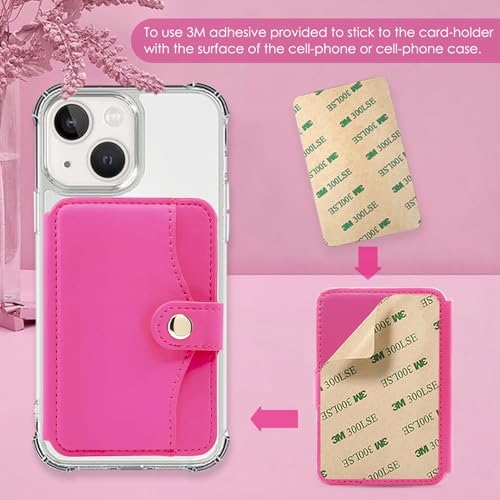 M-Plateau Card Holder for Back of Phone With Adhesive Sticker - color: Rose Red