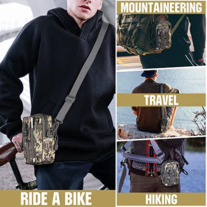 Tactical Molle Phone Pouch Compact Utility Belt Waist Bag with Shoulder Strap for iPhone 14 Plus/14 Pro Max/14 Pro/14/13 Pro Max/13/12 Pro - color: Camouflage Digital Grey